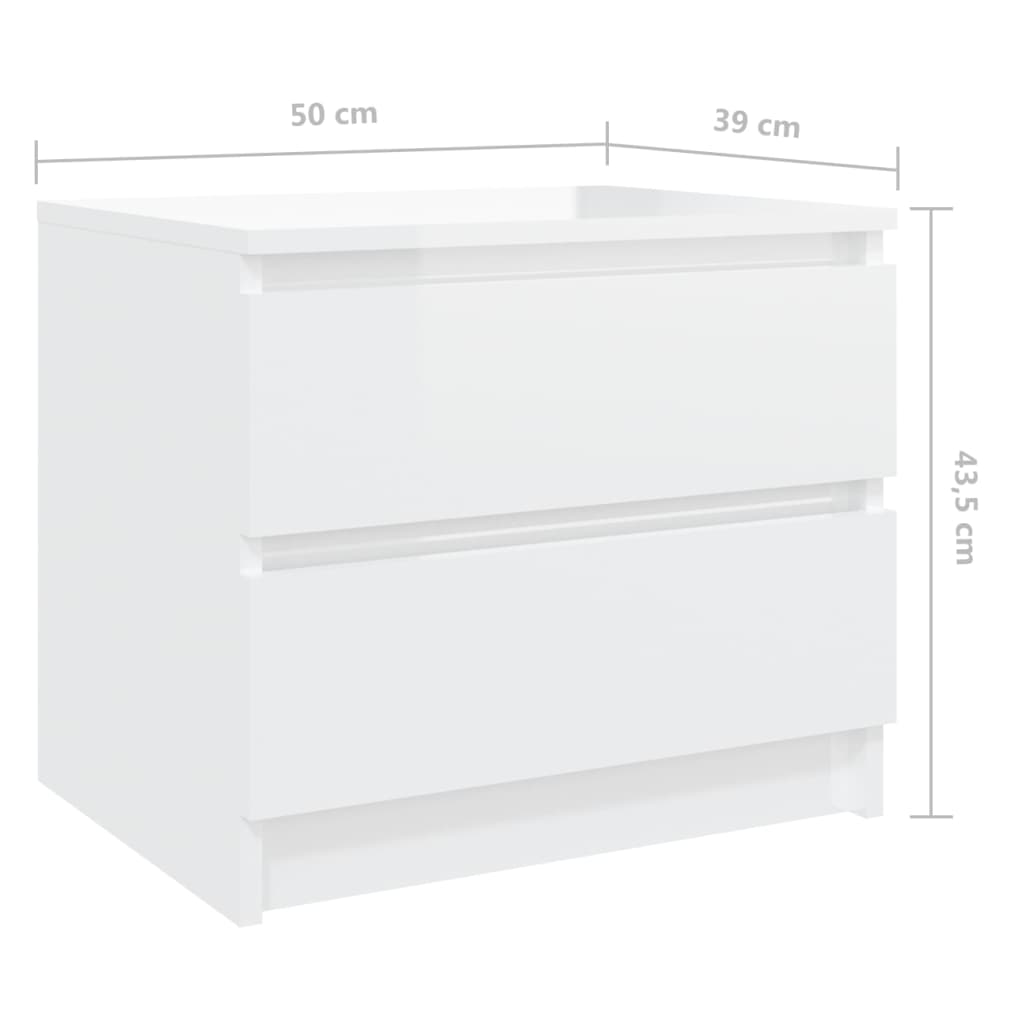 Nachtkastje 50x39x43,5 cm spaanplaat hoogglans wit Nachtkastjes | Creëer jouw Trendy Thuis | Gratis bezorgd & Retour | Trendy.nl