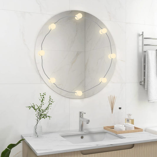 Wandspiegel zonder lijst met LED-lampen rond glas Spiegels | Creëer jouw Trendy Thuis | Gratis bezorgd & Retour | Trendy.nl