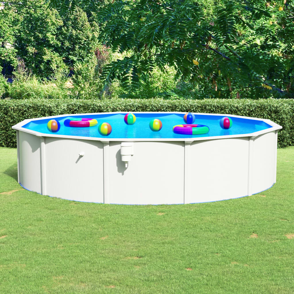 Zwembad met stalen wand rond 550x120 cm wit Zwembaden | Creëer jouw Trendy Thuis | Gratis bezorgd & Retour | Trendy.nl
