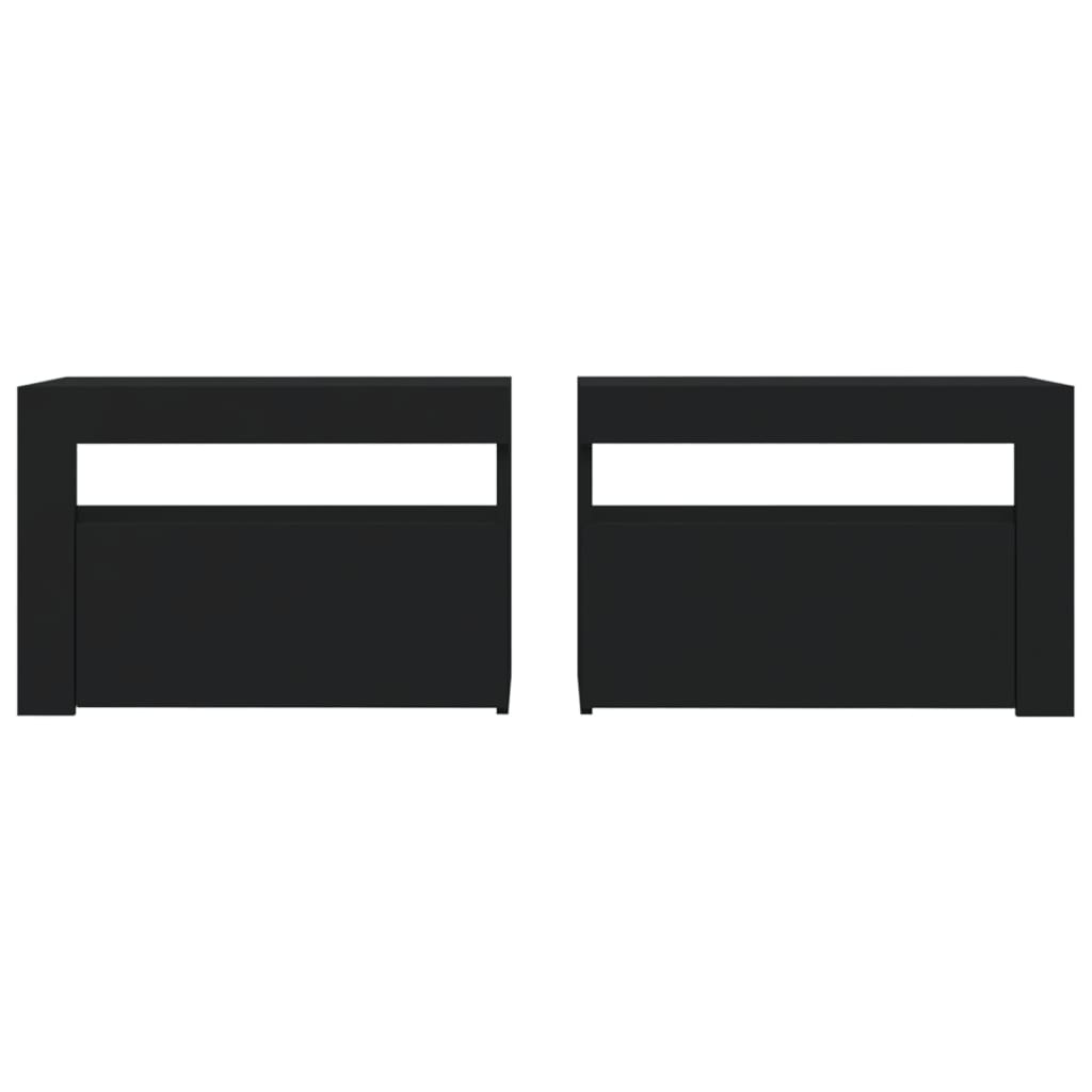 Nachtkastjes 2 st met LED-verlichting 60x35x40 cm zwart Nachtkastjes | Creëer jouw Trendy Thuis | Gratis bezorgd & Retour | Trendy.nl