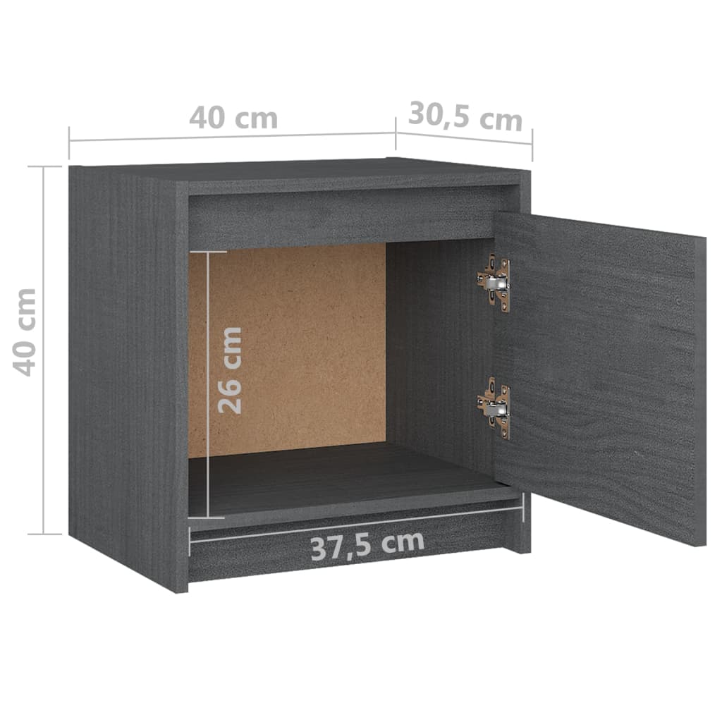 Nachtkastjes 2st 40x30,5x40 cm massief grenenhout grijs Nachtkastjes | Creëer jouw Trendy Thuis | Gratis bezorgd & Retour | Trendy.nl