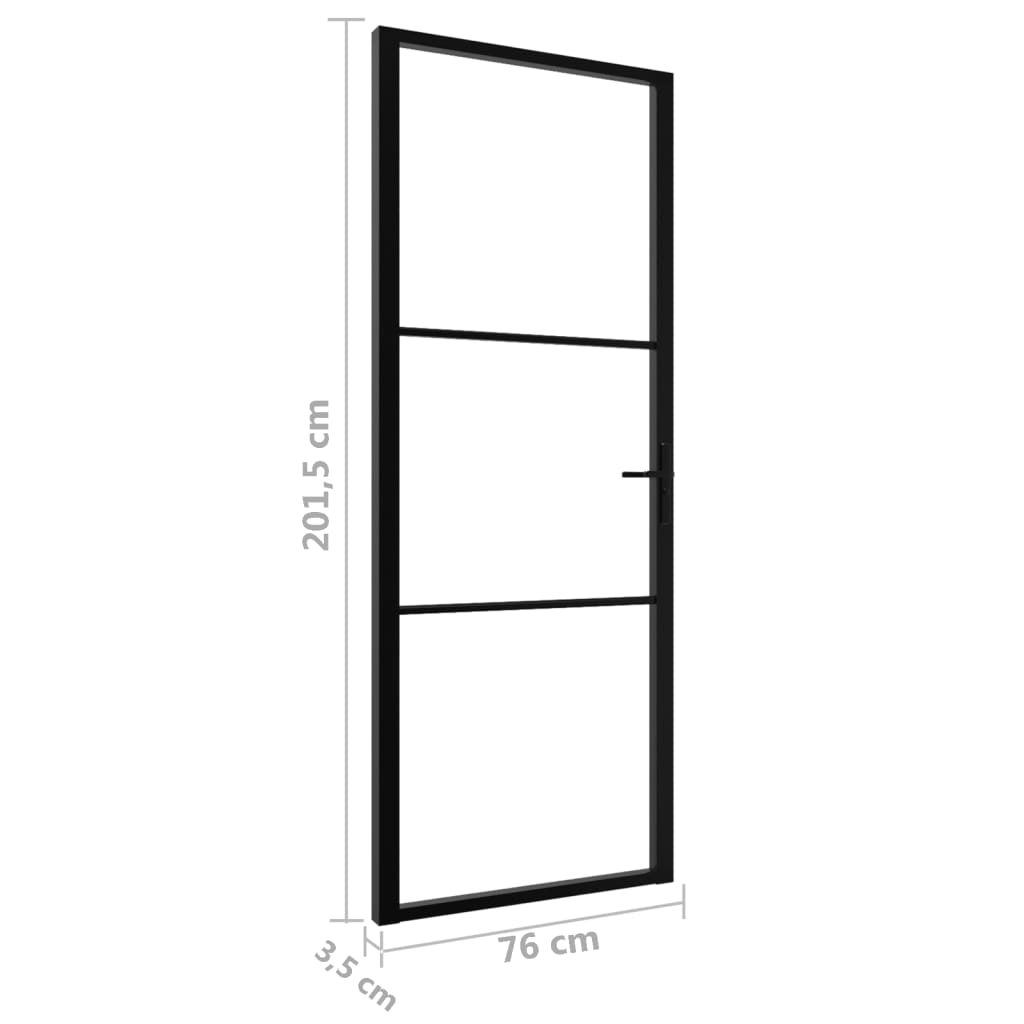 Binnendeur 76x201,5 cm ESG-glas en aluminium zwart Voordeuren | Creëer jouw Trendy Thuis | Gratis bezorgd & Retour | Trendy.nl
