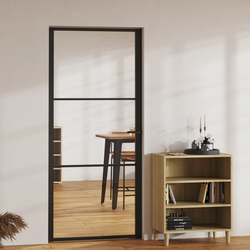 Binnendeur 93x201,5 cm ESG-glas en aluminium zwart Voordeuren | Creëer jouw Trendy Thuis | Gratis bezorgd & Retour | Trendy.nl