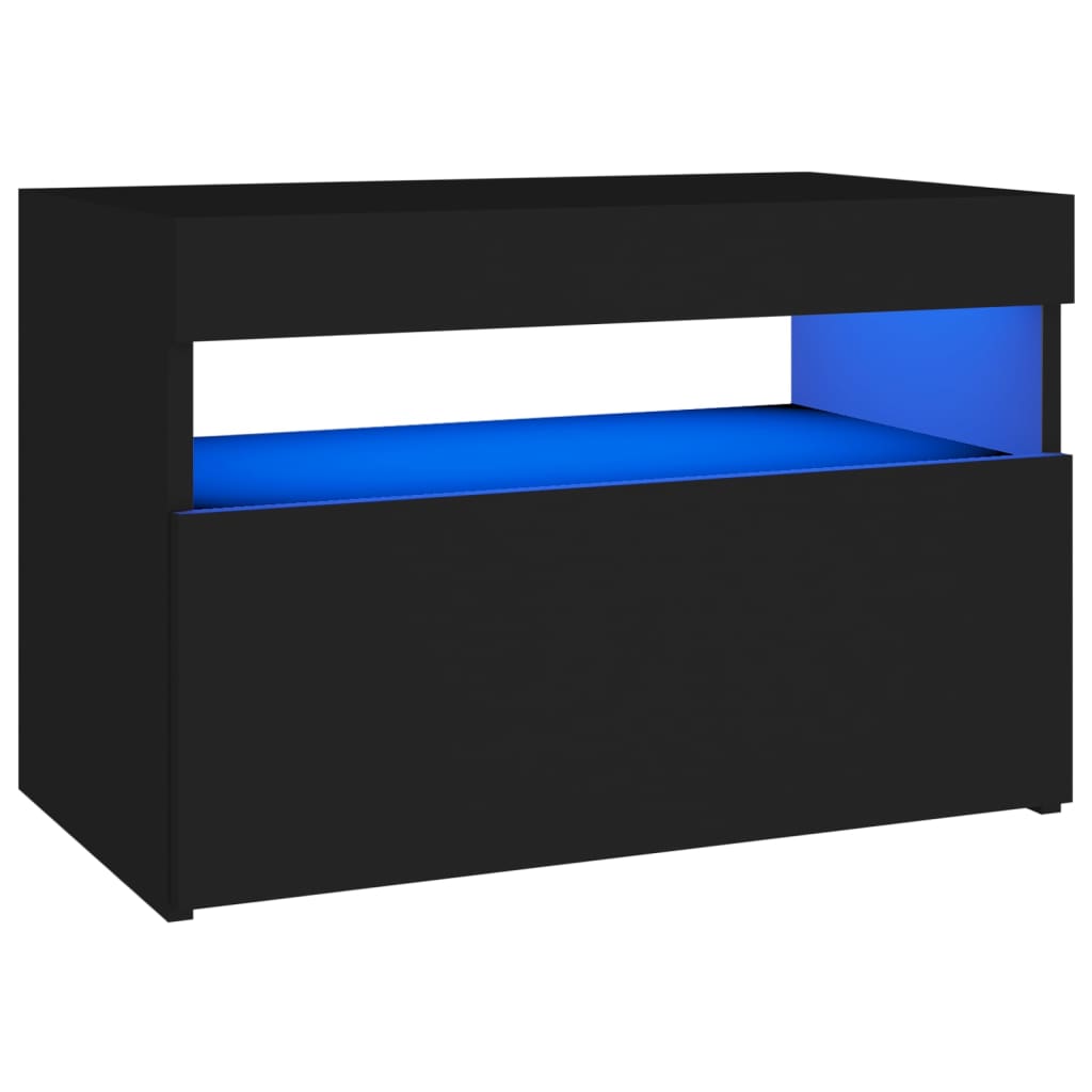 Nachtkastje met LED-verlichting 60x35x40 cm bewerkt hout zwart Nachtkastjes | Creëer jouw Trendy Thuis | Gratis bezorgd & Retour | Trendy.nl