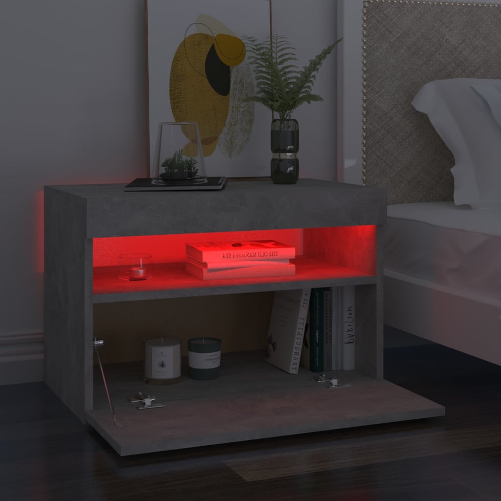Nachtkastje met LED-verlichting 60x35x40 cm betongrijs Nachtkastjes | Creëer jouw Trendy Thuis | Gratis bezorgd & Retour | Trendy.nl