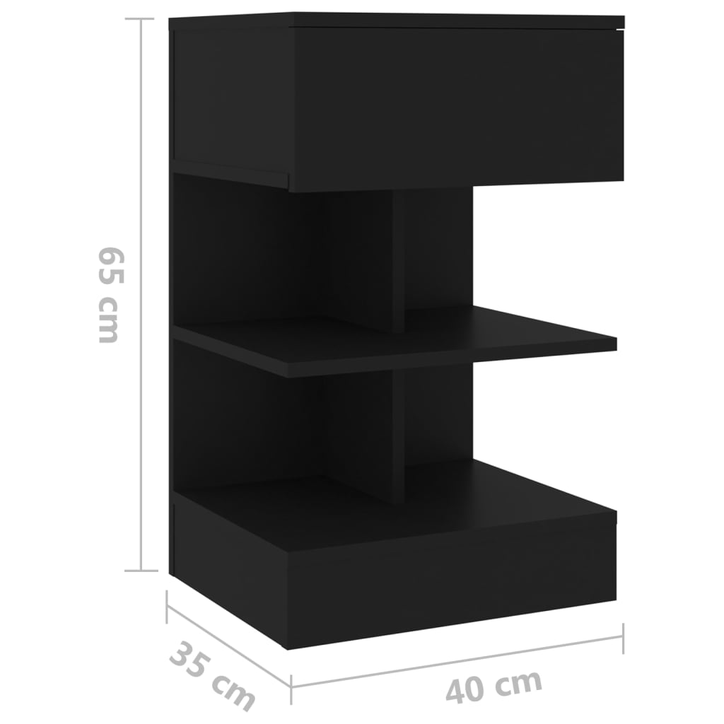 Nachtkastje 40x35x65 cm bewerkt hout zwart Nachtkastjes | Creëer jouw Trendy Thuis | Gratis bezorgd & Retour | Trendy.nl