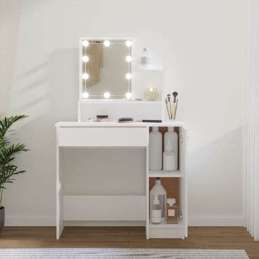 Luxe witte make-up tafel met verfijnde LED-verlichting - Formaat 86,5x35x136 cm Slaapkamerkaptafels | Creëer jouw Trendy Thuis | Gratis bezorgd & Retour | Trendy.nl