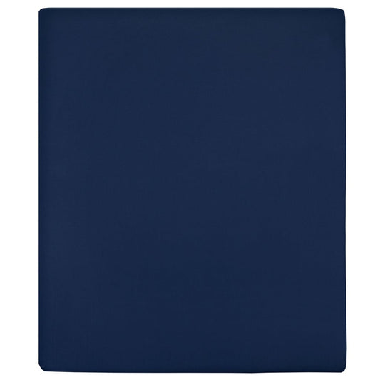Marineblauw jersey hoeslaken van katoen - 140x200 cm Hoeslakens | Creëer jouw Trendy Thuis | Gratis bezorgd & Retour | Trendy.nl