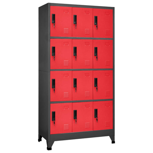 Lockerkast 90x45x180 cm staal antracietkleurig en rood Opbergkasten & lockerkasten | Creëer jouw Trendy Thuis | Gratis bezorgd & Retour | Trendy.nl