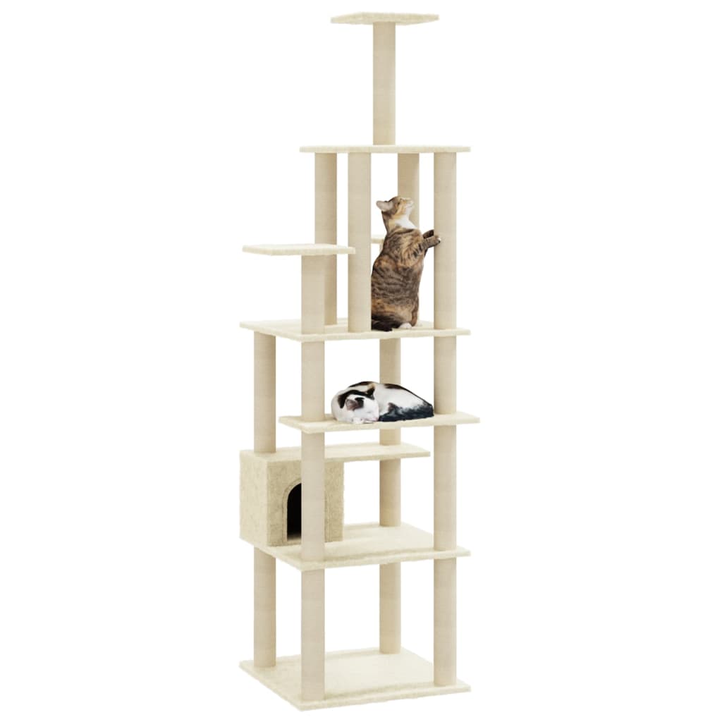 Kattenkrabpaal met sisal krabpalen 183 cm crèmekleurig Kattenmeubels | Creëer jouw Trendy Thuis | Gratis bezorgd & Retour | Trendy.nl