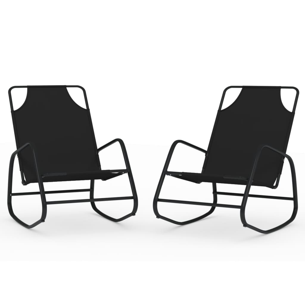 Ligstoelen 2 st schommelend staal en textileen zwart Ligstoelen | Creëer jouw Trendy Thuis | Gratis bezorgd & Retour | Trendy.nl