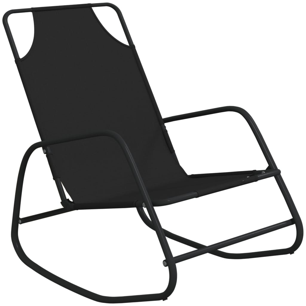 Ligstoelen 2 st schommelend staal en textileen zwart Ligstoelen | Creëer jouw Trendy Thuis | Gratis bezorgd & Retour | Trendy.nl