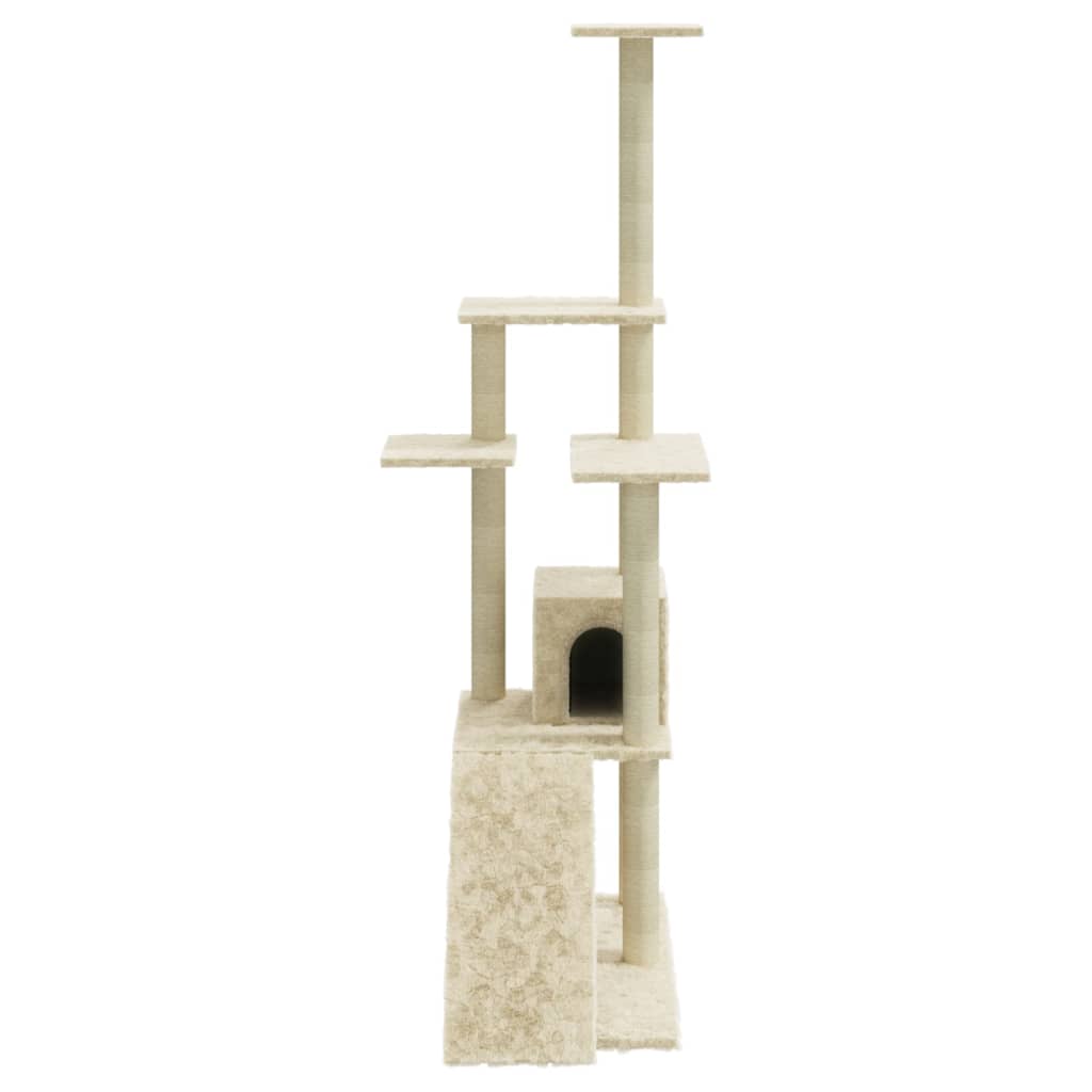 Kattenmeubel met sisal krabpalen 155 cm crèmekleurig Kattenmeubels | Creëer jouw Trendy Thuis | Gratis bezorgd & Retour | Trendy.nl