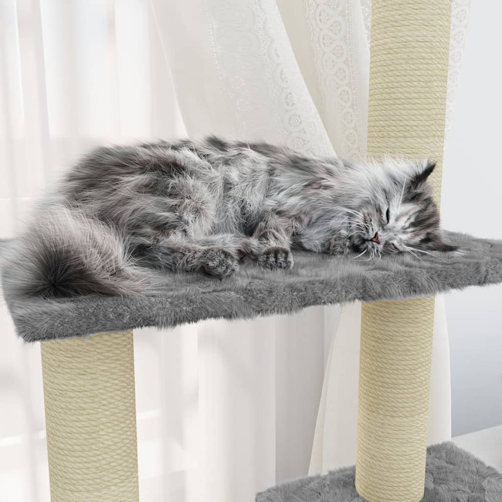Kattenmeubel met sisal krabpalen 155 cm lichtgrijs Kattenmeubels | Creëer jouw Trendy Thuis | Gratis bezorgd & Retour | Trendy.nl