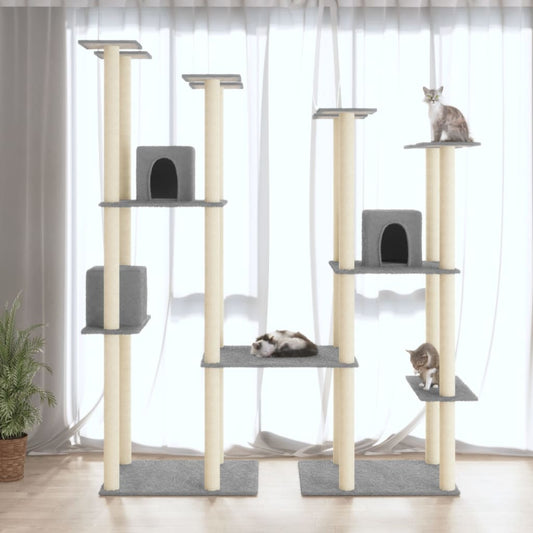 Kattenmeubel met sisal krabpalen 174 cm lichtgrijs Kattenmeubels | Creëer jouw Trendy Thuis | Gratis bezorgd & Retour | Trendy.nl