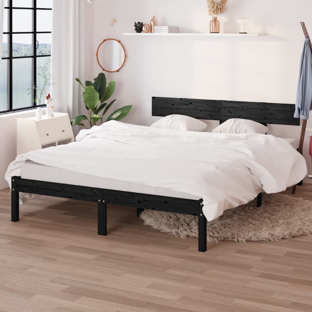 Bedframe massief grenenhout zwart 140x200 cm Bedden & bedframes | Creëer jouw Trendy Thuis | Gratis bezorgd & Retour | Trendy.nl