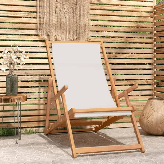 Strandstoel inklapbaar massief teakhout crèmekleurig Tuinstoelen | Creëer jouw Trendy Thuis | Gratis bezorgd & Retour | Trendy.nl