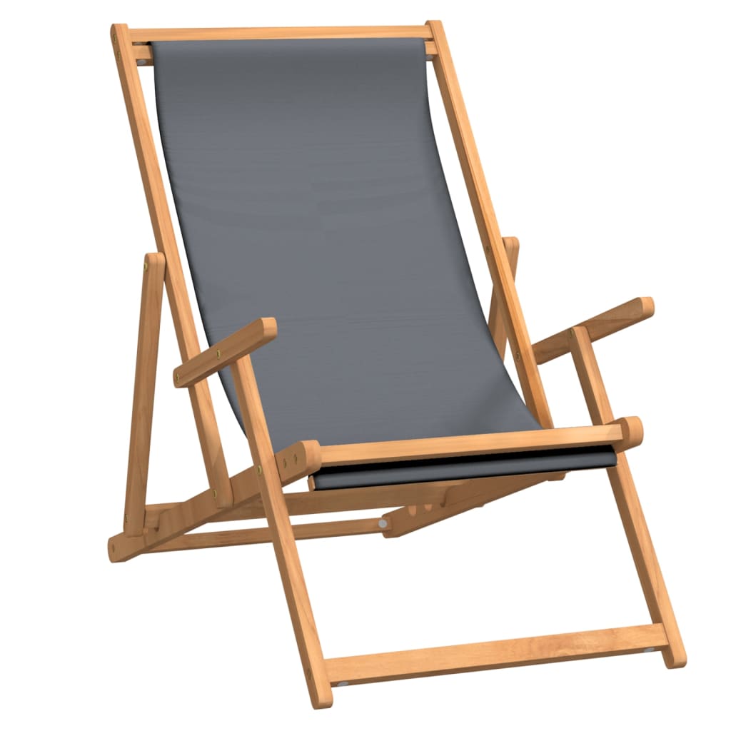 Strandstoel inklapbaar massief teakhout grijs Tuinstoelen | Creëer jouw Trendy Thuis | Gratis bezorgd & Retour | Trendy.nl