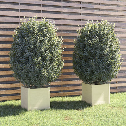 Plantenbakken 2 st 40x40x40 cm massief grenenhout wit Bloempotten & plantenbakken | Creëer jouw Trendy Thuis | Gratis bezorgd & Retour | Trendy.nl