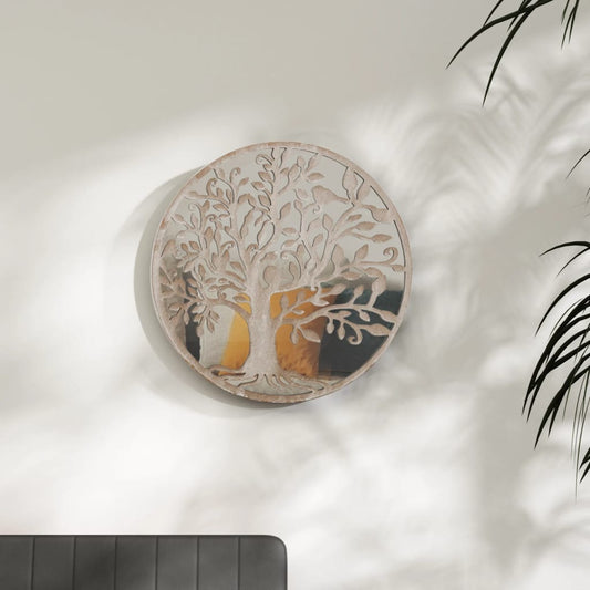 Spiegel rond 60x2,5 cm ijzer zandkleurig Spiegels | Creëer jouw Trendy Thuis | Gratis bezorgd & Retour | Trendy.nl