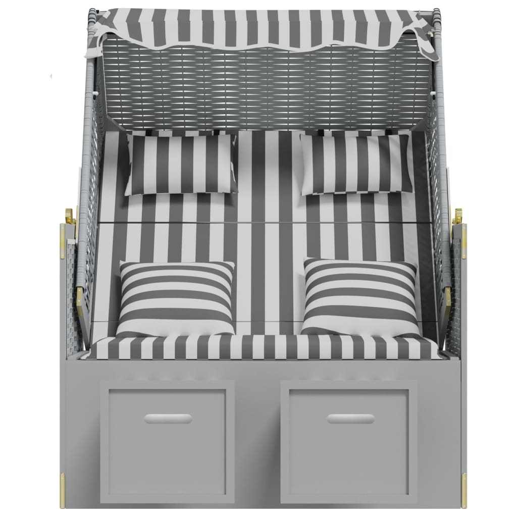 Strandstoel met kussens poly rattan en massief hout grijs wit Ligstoelen | Creëer jouw Trendy Thuis | Gratis bezorgd & Retour | Trendy.nl