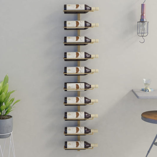 Wijnrek voor 10 flessen wandmontage metaal goudkleurig Wijnrekken | Creëer jouw Trendy Thuis | Gratis bezorgd & Retour | Trendy.nl