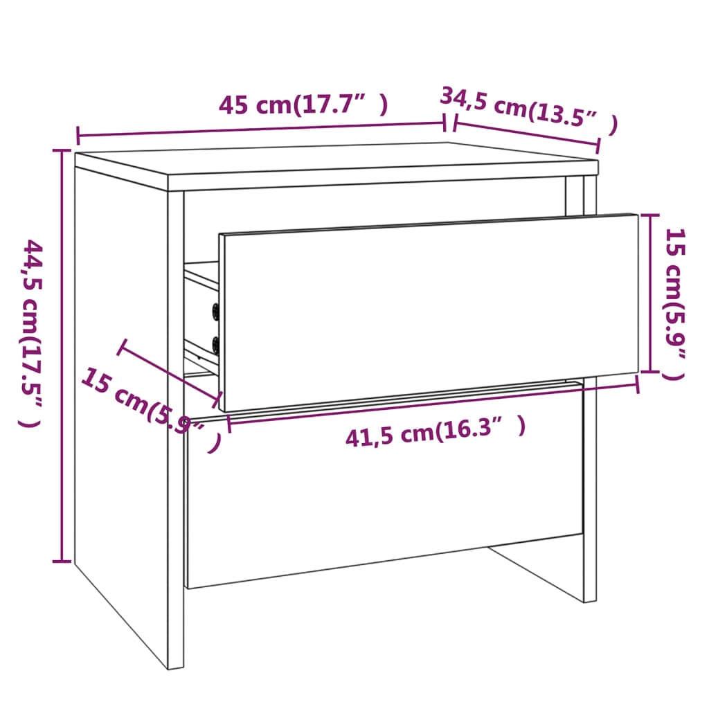 Nachtkastje 45x34,5x44,5 cm spaanplaat sonoma eikenkleurig Nachtkastjes | Creëer jouw Trendy Thuis | Gratis bezorgd & Retour | Trendy.nl