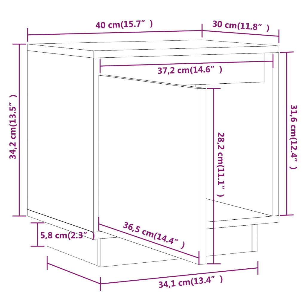 Nachtkastje 40x30x40 cm massief grenenhout Nachtkastjes | Creëer jouw Trendy Thuis | Gratis bezorgd & Retour | Trendy.nl