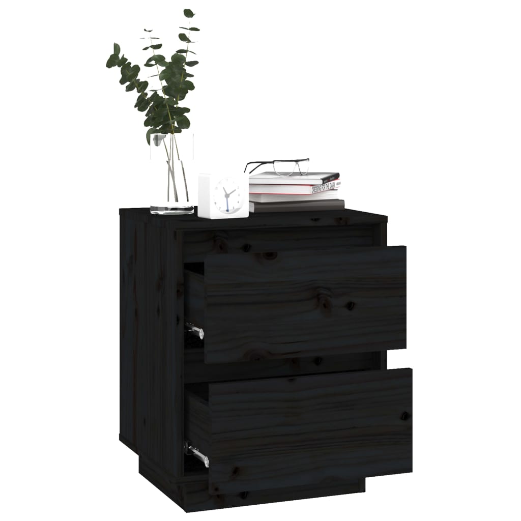 Nachtkastje 40x35x50 cm massief grenenhout zwart Nachtkastjes | Creëer jouw Trendy Thuis | Gratis bezorgd & Retour | Trendy.nl