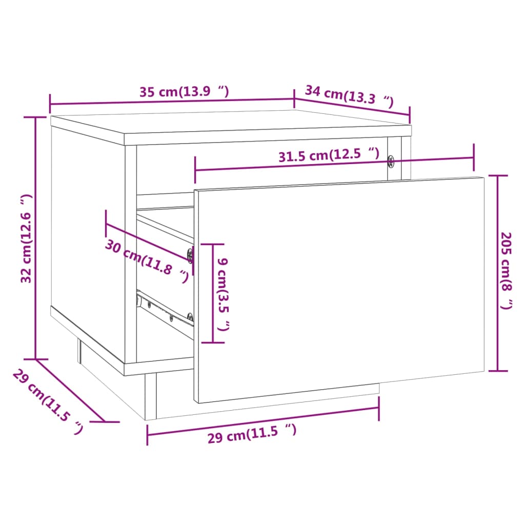 Nachtkastjes 2 st 35x34x32 cm massief grenenhout wit Nachtkastjes | Creëer jouw Trendy Thuis | Gratis bezorgd & Retour | Trendy.nl