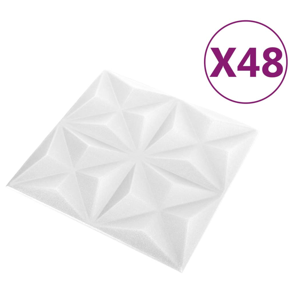 48 st Wandpanelen 3D 12 m² 50x50 cm origamiwit Wandpanelen | Creëer jouw Trendy Thuis | Gratis bezorgd & Retour | Trendy.nl