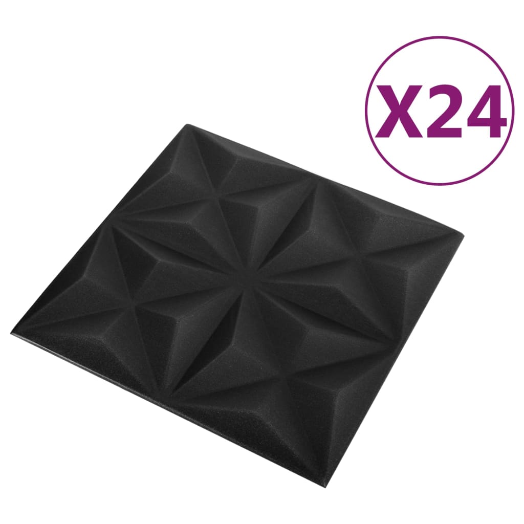 24 st Wandpanelen 3D 6 m² 50x50 cm origamizwart Wandpanelen | Creëer jouw Trendy Thuis | Gratis bezorgd & Retour | Trendy.nl