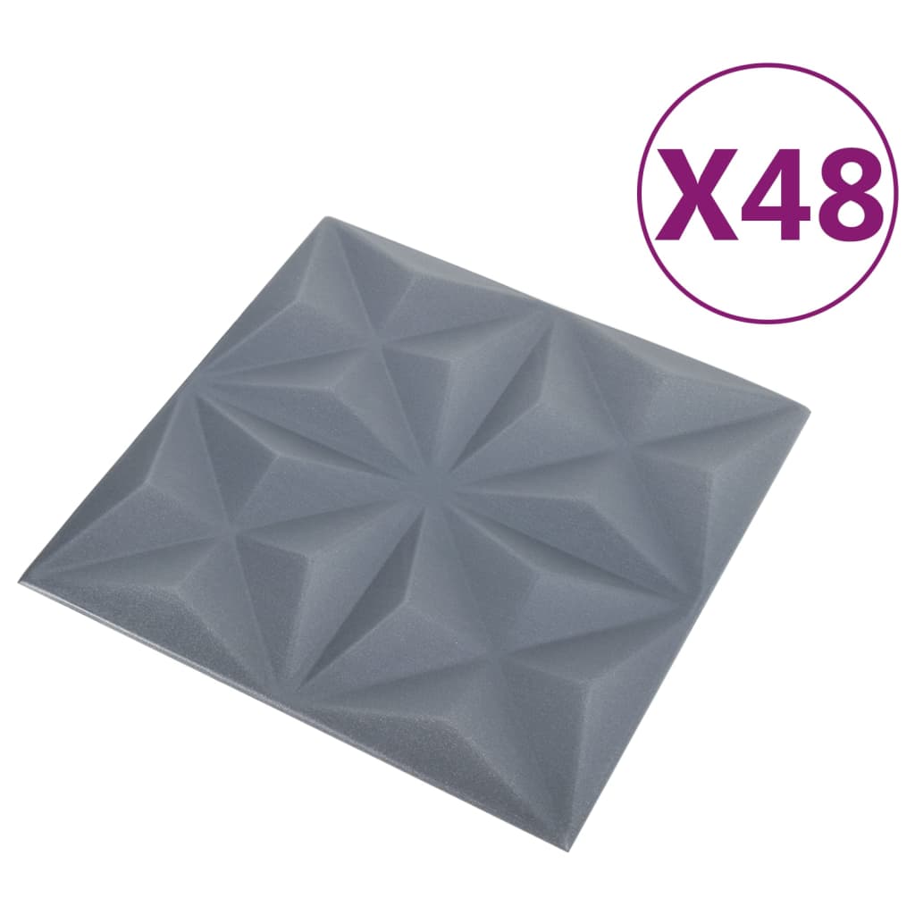 48 st Wandpanelen 3D 12 m² 50x50 cm origamigrijs Wandpanelen | Creëer jouw Trendy Thuis | Gratis bezorgd & Retour | Trendy.nl