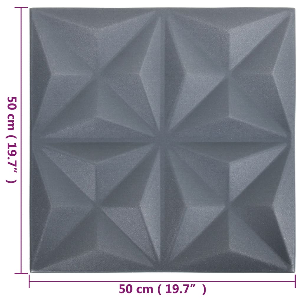 48 st Wandpanelen 3D 12 m² 50x50 cm origamigrijs Wandpanelen | Creëer jouw Trendy Thuis | Gratis bezorgd & Retour | Trendy.nl
