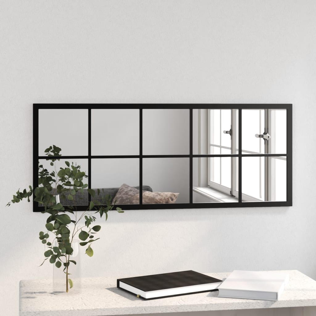 Wandspiegel 100x40 cm metaal zwart Spiegels | Creëer jouw Trendy Thuis | Gratis bezorgd & Retour | Trendy.nl