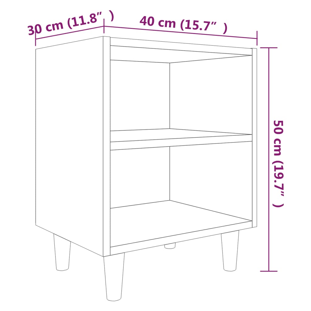 Nachtkastje met houten poten 40x30x50 cm gerookt eikenkleurig Nachtkastjes | Creëer jouw Trendy Thuis | Gratis bezorgd & Retour | Trendy.nl