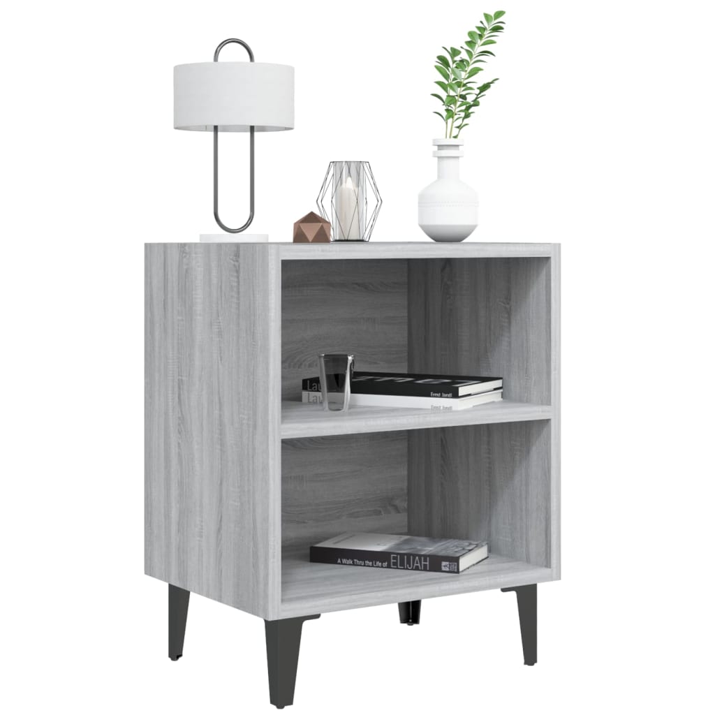 Nachtkastje met metalen poten 40x30x50 cm grijs sonoma eiken Nachtkastjes | Creëer jouw Trendy Thuis | Gratis bezorgd & Retour | Trendy.nl