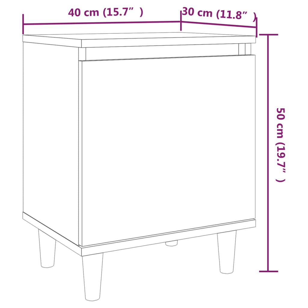 Nachtkastje met houten poten 40x30x50 cm gerookt eikenkleurig Nachtkastjes | Creëer jouw Trendy Thuis | Gratis bezorgd & Retour | Trendy.nl