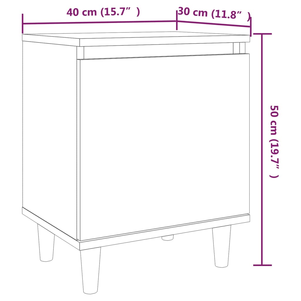 Nachtkastje met houten poten 40x30x50 cm grijs sonoma eiken Nachtkastjes | Creëer jouw Trendy Thuis | Gratis bezorgd & Retour | Trendy.nl