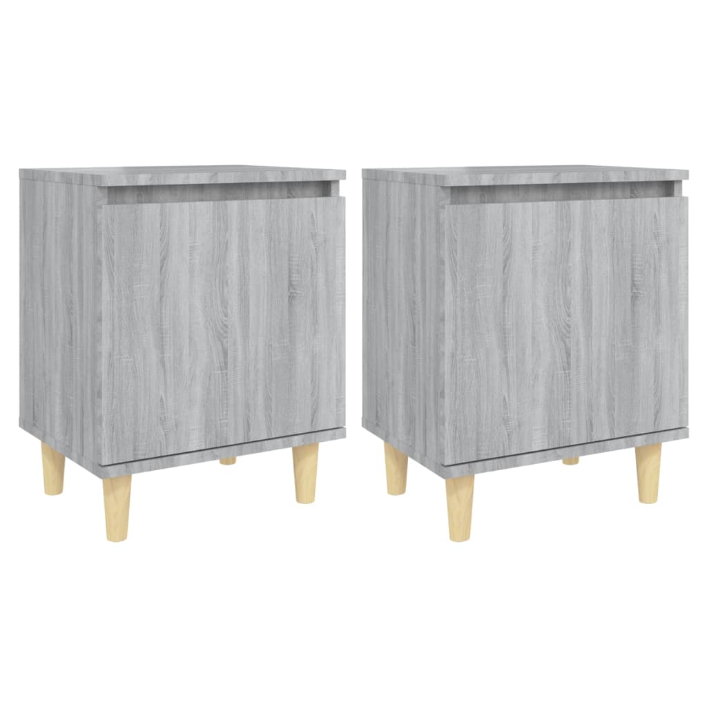 Nachtkastjes 2 st met houten poten 40x30x50 cm grijs sonoma Nachtkastjes | Creëer jouw Trendy Thuis | Gratis bezorgd & Retour | Trendy.nl