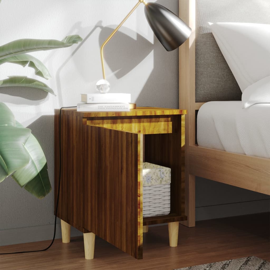 Nachtkastje met houten poten 40x30x50 cm bruineikenkleurig Nachtkastjes | Creëer jouw Trendy Thuis | Gratis bezorgd & Retour | Trendy.nl