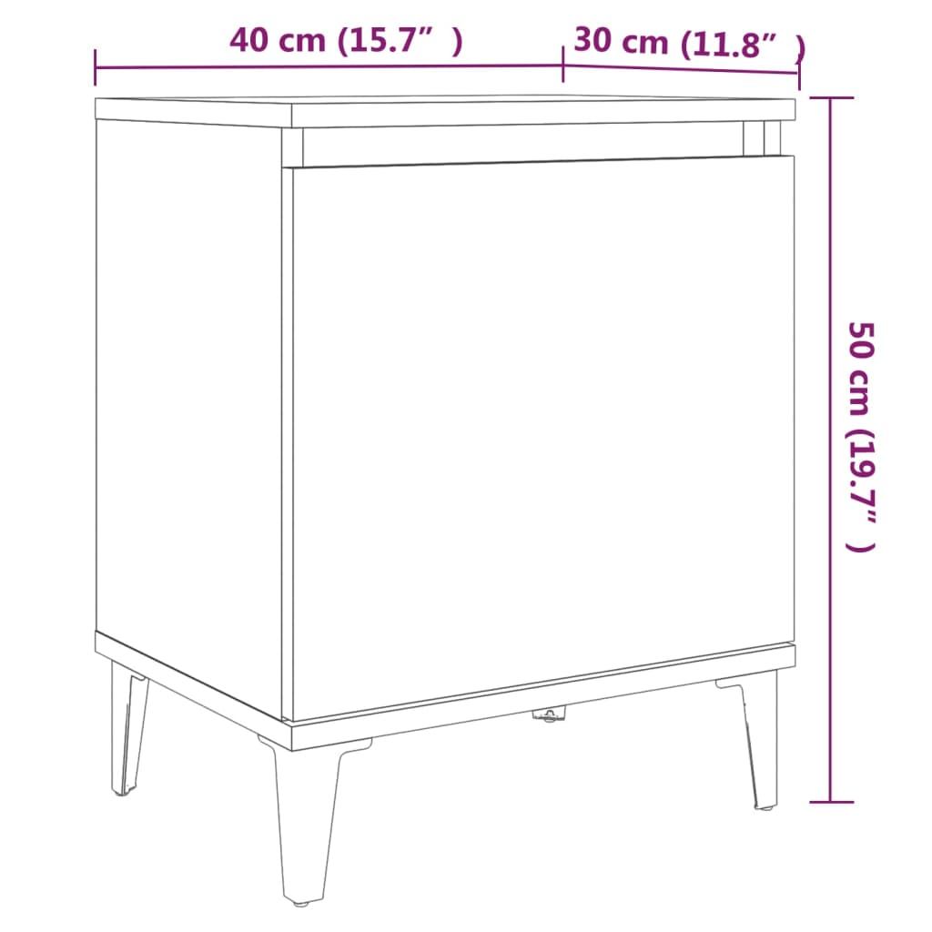 Nachtkastje met metalen poten 40x30x50 cm gerookt eikenkleurig Nachtkastjes | Creëer jouw Trendy Thuis | Gratis bezorgd & Retour | Trendy.nl