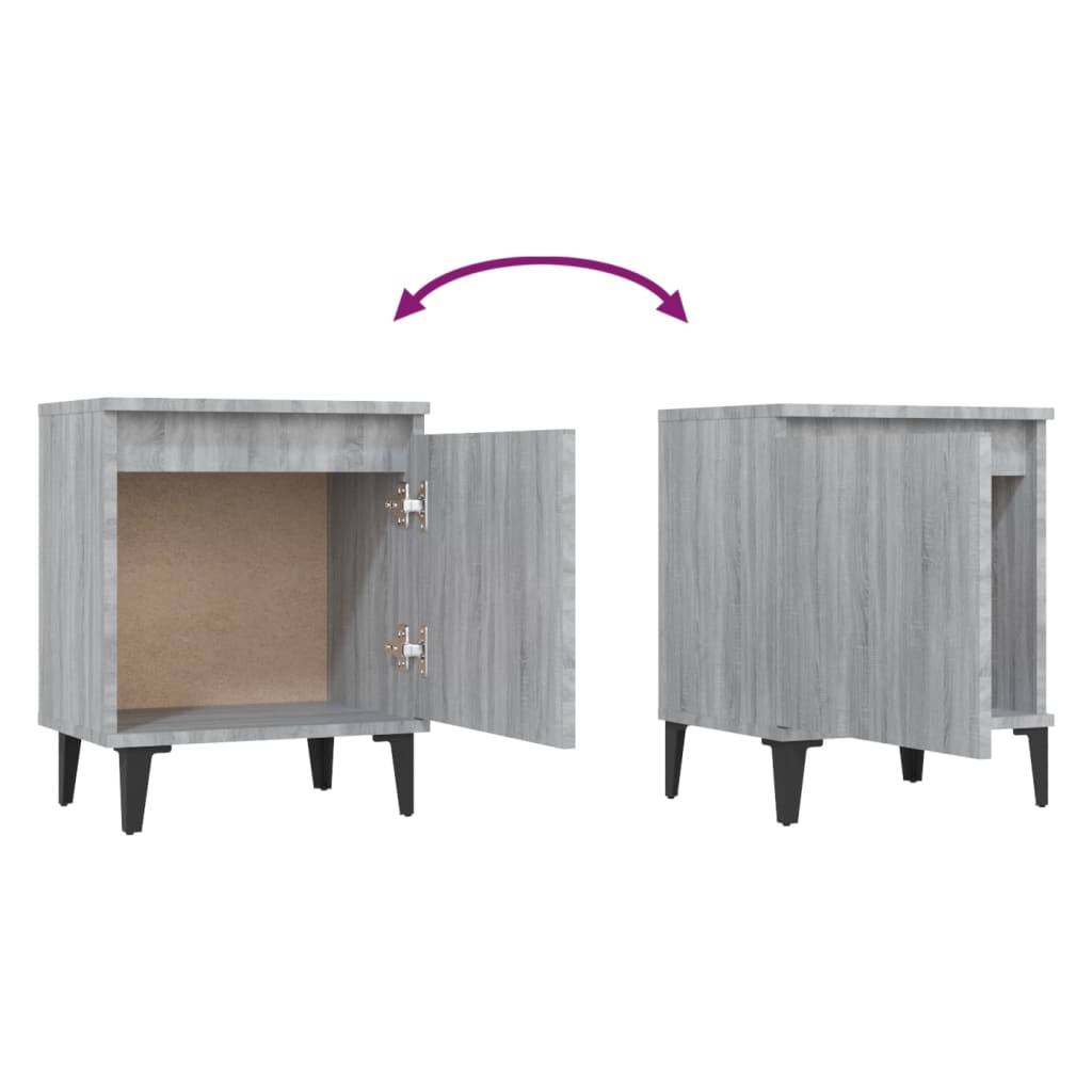 Nachtkastje met metalen poten 40x30x50 cm grijs sonoma eiken Nachtkastjes | Creëer jouw Trendy Thuis | Gratis bezorgd & Retour | Trendy.nl