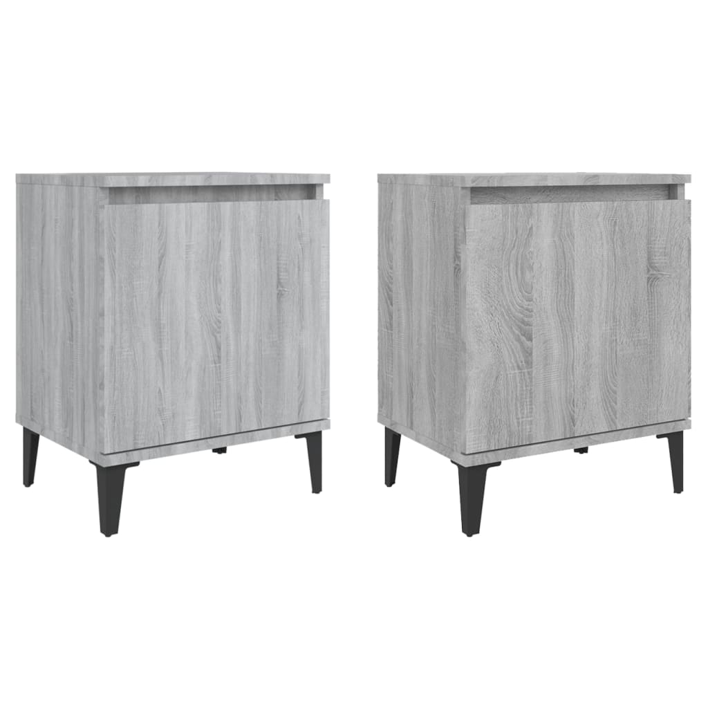 Nachtkastjes 2 st met metalen poten 40x30x50 cm grijs sonoma Nachtkastjes | Creëer jouw Trendy Thuis | Gratis bezorgd & Retour | Trendy.nl