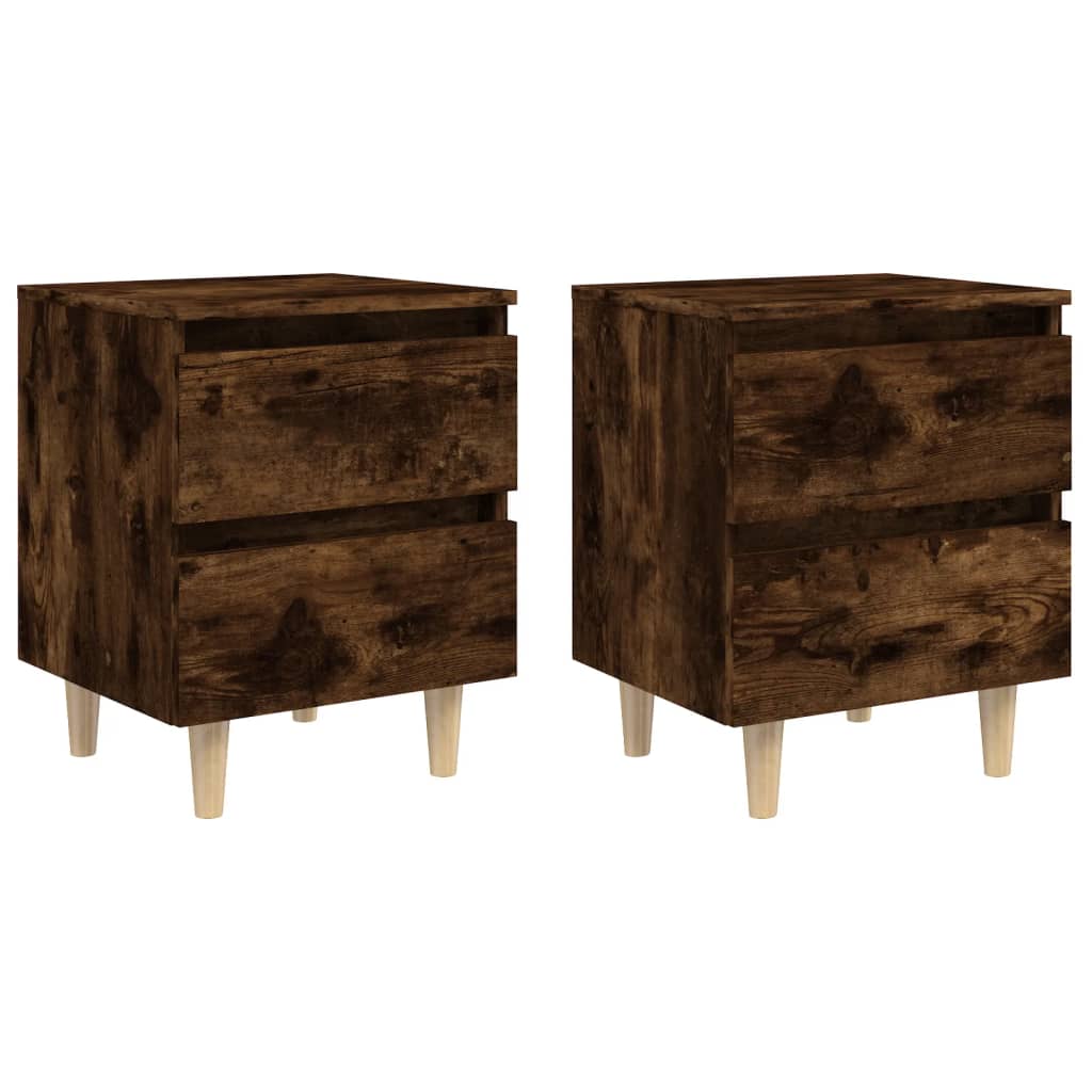 Nachtkastjes 2 st met houten poten 40x35x50 cm gerookt eiken Nachtkastjes | Creëer jouw Trendy Thuis | Gratis bezorgd & Retour | Trendy.nl