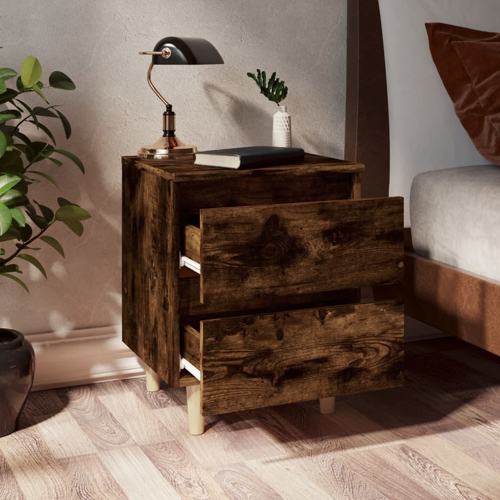 Nachtkastjes 2 st met houten poten 40x35x50 cm gerookt eiken Nachtkastjes | Creëer jouw Trendy Thuis | Gratis bezorgd & Retour | Trendy.nl