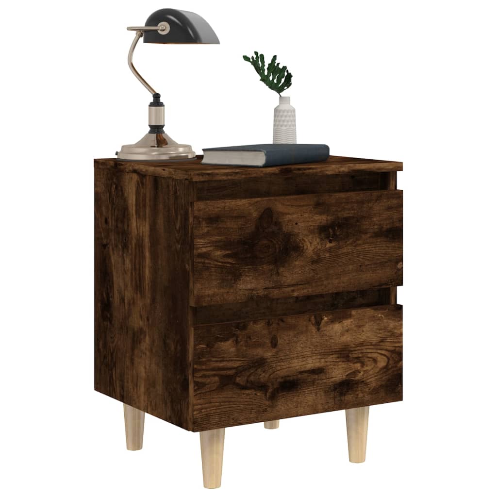 Nachtkastjes 2 st met houten poten 40x35x50 cm gerookt eiken Nachtkastjes | Creëer jouw Trendy Thuis | Gratis bezorgd & Retour | Trendy.nl