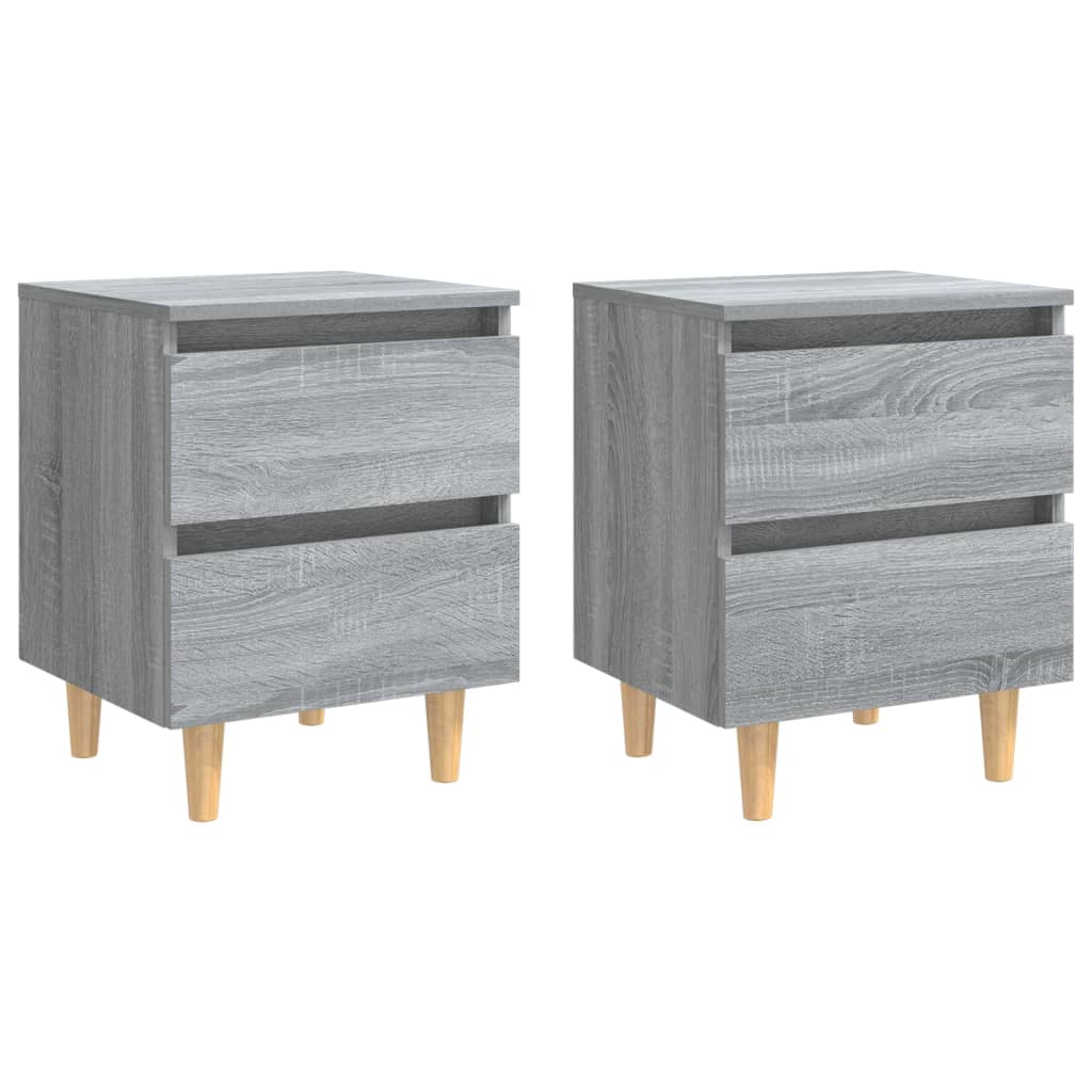 Nachtkastjes 2 st met houten poten 40x35x50 cm grijs sonoma Nachtkastjes | Creëer jouw Trendy Thuis | Gratis bezorgd & Retour | Trendy.nl