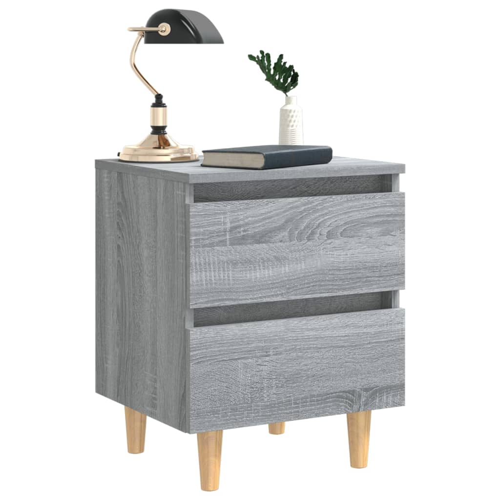 Nachtkastjes 2 st met houten poten 40x35x50 cm grijs sonoma Nachtkastjes | Creëer jouw Trendy Thuis | Gratis bezorgd & Retour | Trendy.nl