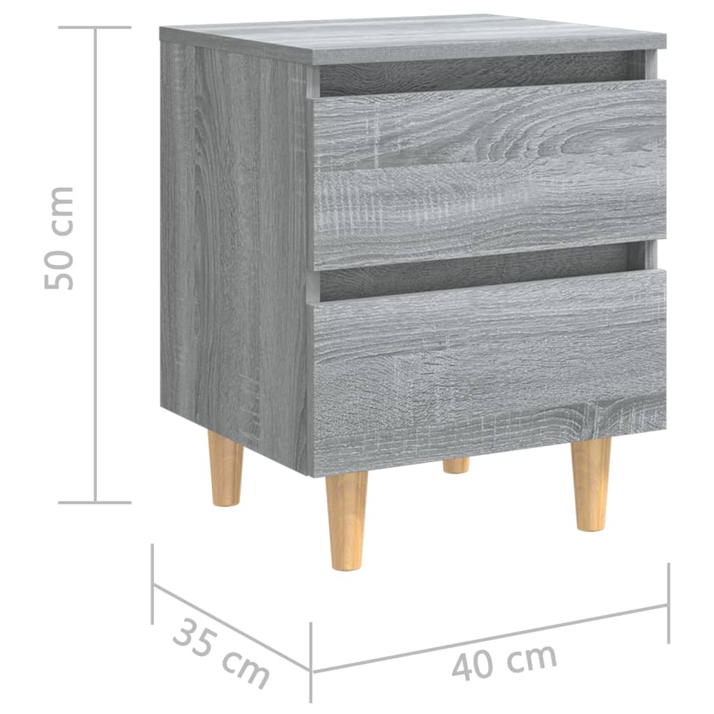 Nachtkastjes 2 st met houten poten 40x35x50 cm grijs sonoma Nachtkastjes | Creëer jouw Trendy Thuis | Gratis bezorgd & Retour | Trendy.nl